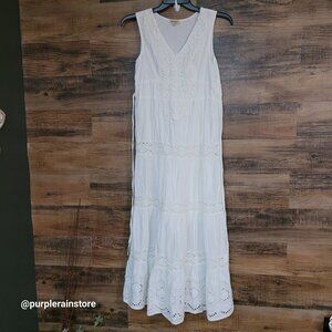 Magic Crochet Floral Lace Tiered Maxi Dress S Ethereal Coquette Country Girl